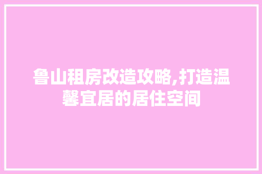 鲁山租房改造攻略,打造温馨宜居的居住空间 汽车维修