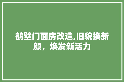 鹤壁门面房改造,旧貌换新颜，焕发新活力 家电维修