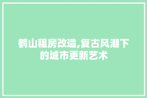 鹤山租房改造,复古风潮下的城市更新艺术 综合便民