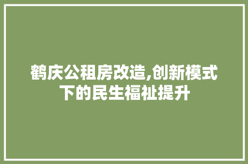 鹤庆公租房改造,创新模式下的民生福祉提升