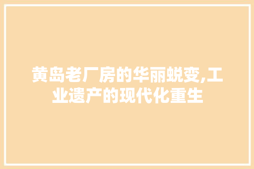 黄岛老厂房的华丽蜕变,工业遗产的现代化重生 厨房维修