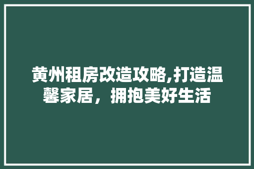 黄州租房改造攻略,打造温馨家居，拥抱美好生活 墙体维修
