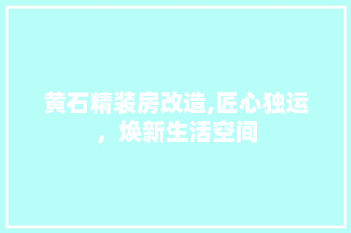 黄石精装房改造,匠心独运，焕新生活空间 墙体维修