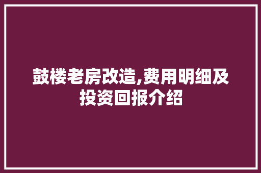 鼓楼老房改造,费用明细及投资回报介绍 汽车维修