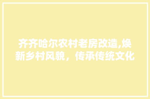 齐齐哈尔农村老房改造,焕新乡村风貌，传承传统文化 墙体维修