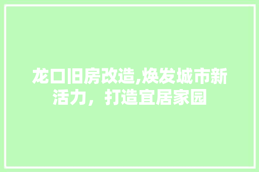 龙口旧房改造,焕发城市新活力，打造宜居家园 综合便民