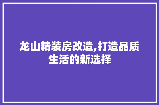 龙山精装房改造,打造品质生活的新选择 厨房维修