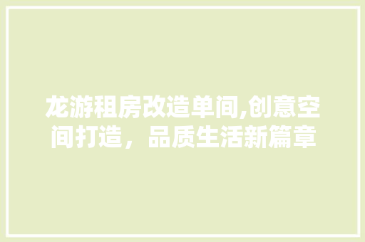龙游租房改造单间,创意空间打造，品质生活新篇章 汽车维修