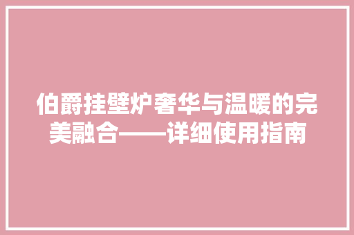 伯爵挂壁炉奢华与温暖的完美融合——详细使用指南 综合便民
