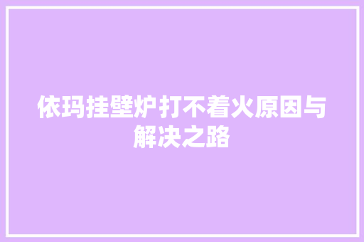 依玛挂壁炉打不着火原因与解决之路 家电维修