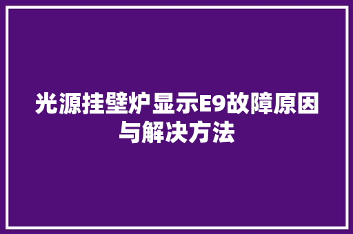 光源挂壁炉显示E9故障原因与解决方法 厨房维修