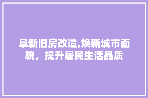 阜新旧房改造,焕新城市面貌，提升居民生活品质