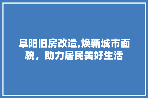 阜阳旧房改造,焕新城市面貌，助力居民美好生活