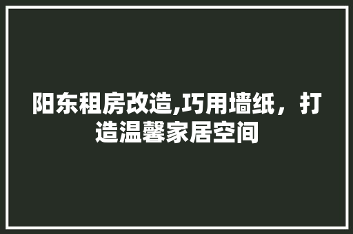 阳东租房改造,巧用墙纸，打造温馨家居空间