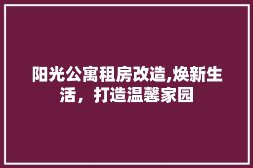 阳光公寓租房改造,焕新生活，打造温馨家园 家电维修