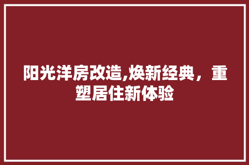 阳光洋房改造,焕新经典，重塑居住新体验