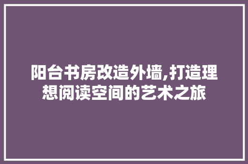 阳台书房改造外墙,打造理想阅读空间的艺术之旅