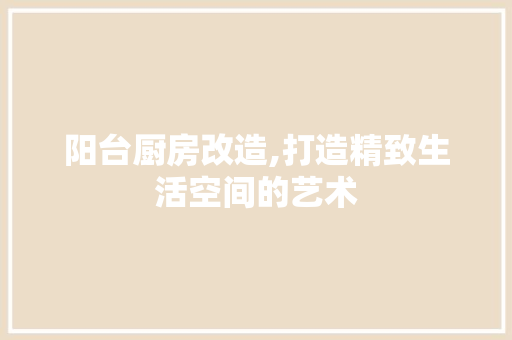 阳台厨房改造,打造精致生活空间的艺术
