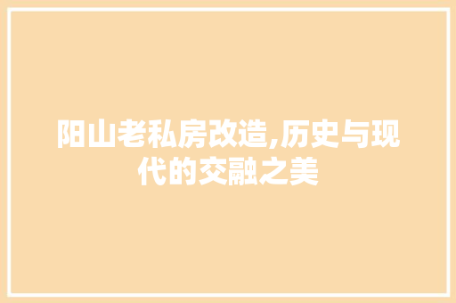阳山老私房改造,历史与现代的交融之美