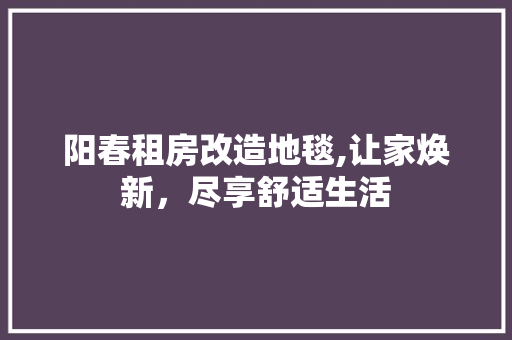 阳春租房改造地毯,让家焕新，尽享舒适生活