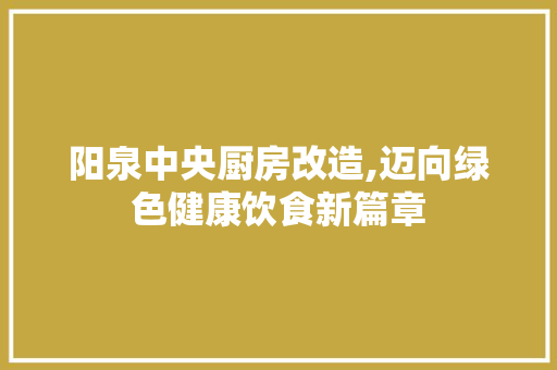阳泉中央厨房改造,迈向绿色健康饮食新篇章 厨房维修