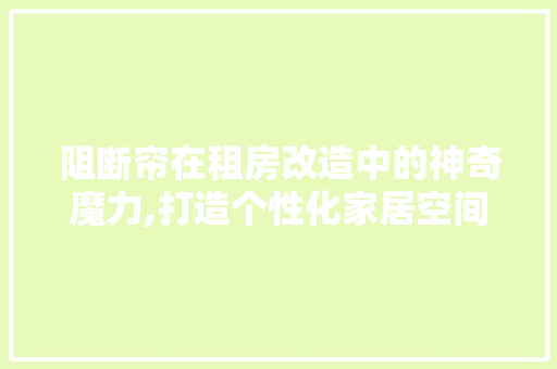 阻断帘在租房改造中的神奇魔力,打造个性化家居空间