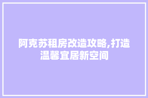 阿克苏租房改造攻略,打造温馨宜居新空间