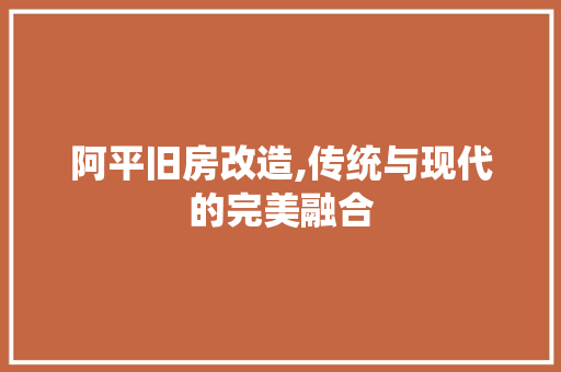 阿平旧房改造,传统与现代的完美融合