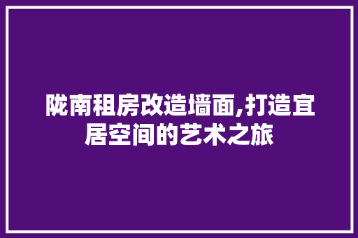 陇南租房改造墙面,打造宜居空间的艺术之旅