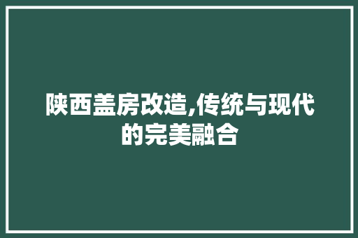 陕西盖房改造,传统与现代的完美融合
