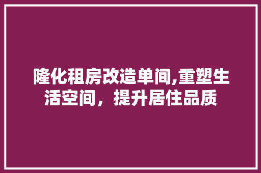隆化租房改造单间,重塑生活空间，提升居住品质