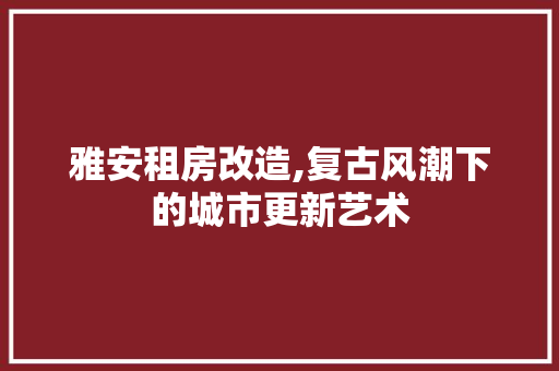 雅安租房改造,复古风潮下的城市更新艺术