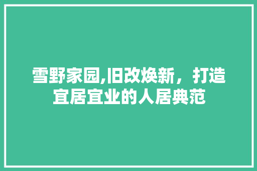 雪野家园,旧改焕新，打造宜居宜业的人居典范 墙体维修