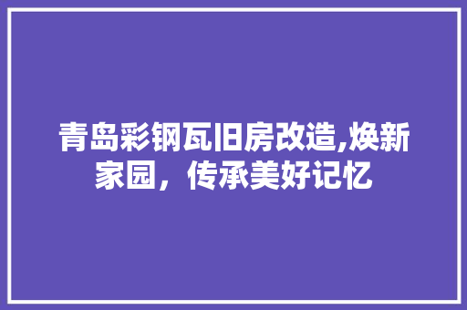 青岛彩钢瓦旧房改造,焕新家园，传承美好记忆 综合便民