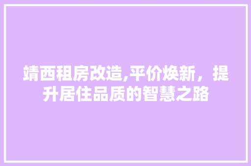 靖西租房改造,平价焕新，提升居住品质的智慧之路 汽车维修