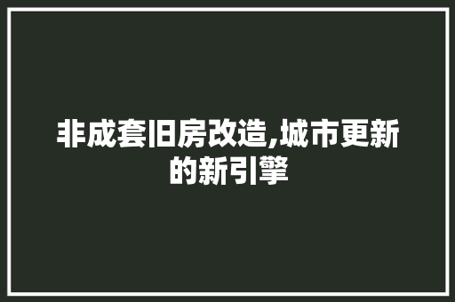 非成套旧房改造,城市更新的新引擎 家电维修