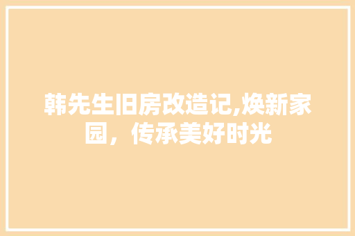 韩先生旧房改造记,焕新家园，传承美好时光 综合便民