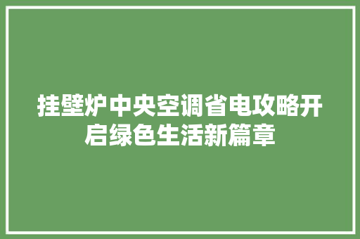 挂壁炉中央空调省电攻略开启绿色生活新篇章 厨房维修