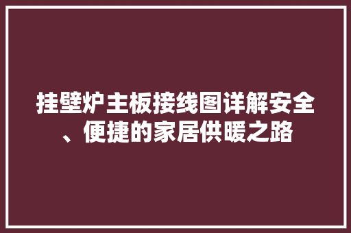 挂壁炉主板接线图详解安全、便捷的家居供暖之路 家电维修