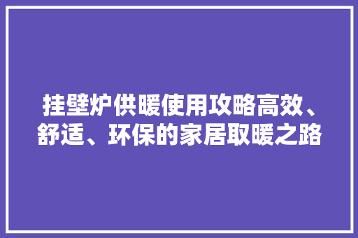 挂壁炉供暖使用攻略高效、舒适、环保的家居取暖之路 墙体维修