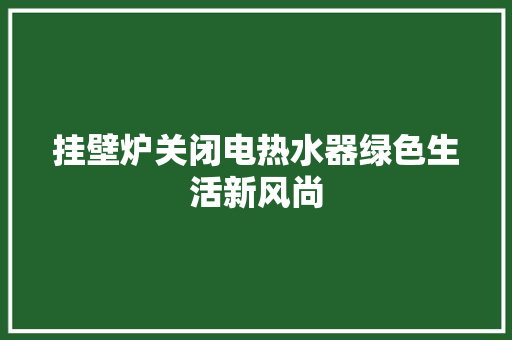 挂壁炉关闭电热水器绿色生活新风尚 汽车维修