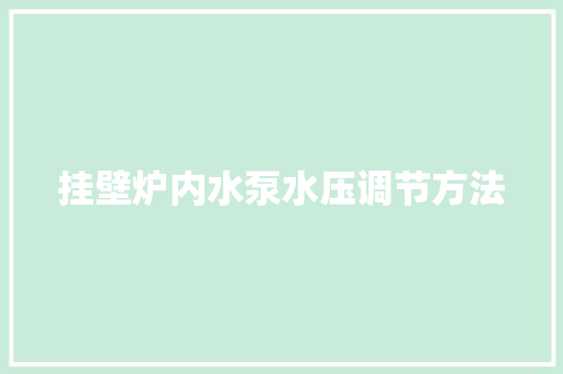 挂壁炉内水泵水压调节方法 墙体维修
