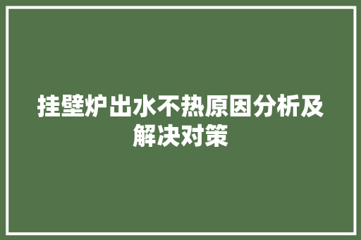 挂壁炉出水不热原因分析及解决对策 墙体维修