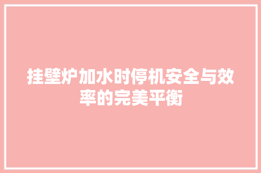 挂壁炉加水时停机安全与效率的完美平衡 汽车维修