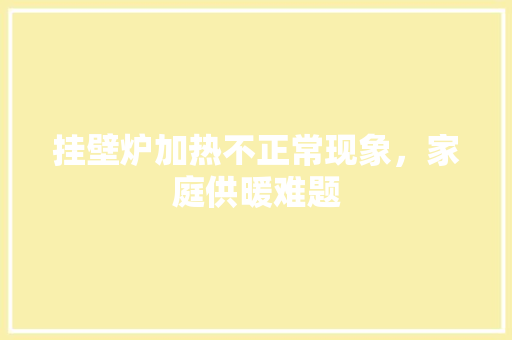 挂壁炉加热不正常现象，家庭供暖难题 厨房维修