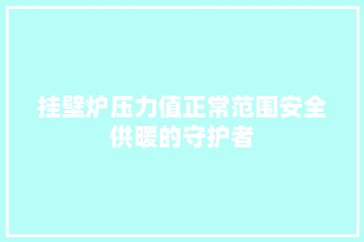 挂壁炉压力值正常范围安全供暖的守护者 厨房维修