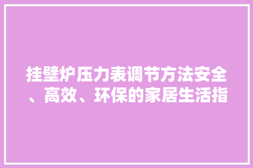 挂壁炉压力表调节方法安全、高效、环保的家居生活指南 汽车维修