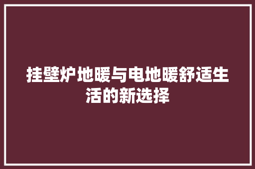 挂壁炉地暖与电地暖舒适生活的新选择 汽车维修