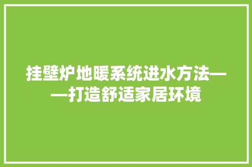 挂壁炉地暖系统进水方法——打造舒适家居环境 家电维修