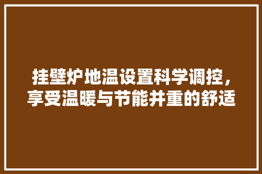 挂壁炉地温设置科学调控，享受温暖与节能并重的舒适生活 汽车维修